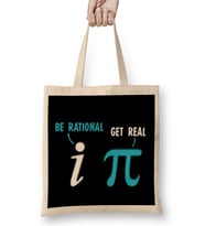 Be Rational Get Real Funny Math Joke Stats Pun Bez Çanta Uzun Saplı