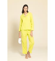 3'lü Organik Beyaz Biyeli Sarı Pijama Takımı