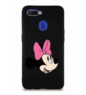 Oppo A12 Soft Premier Kapak Minnie Mouse-A Tasarımlı Silikon Kılıf - Siyah (Şeffaf)