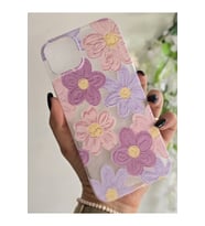 Iphone 14 PLUS / 15 PLUS Uyumlu Pastel Renkli Çiçekler Desenli Şeffaf Telefon Kılıfı