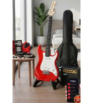 Midex CEG-36RD 8-12 Yaş Çocuklar İçin Amfili Full 3/4 36 İnç Elektro Gitar Seti Kırmızı