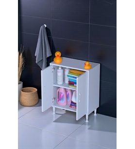 Eliusta Arden 55 cm Beyaz 2 Bölmeli Banyo Düzenleyici Dolap 1 Raflı Çok Amaçlı Mutfak Dolabı 55x75x32,5 cm