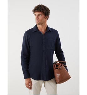 LCWAIKIKI Classic Lacivert Regular Fit Uzun Kollu Erkek Gömlek
