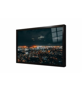 Tablosan Gece Şehir Manzarası Çerçeveli Cam Tablo