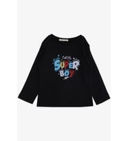 Breeze Girls & Boys Erkek Çocuk Uzun Kollu Tişört Yazı Baskılı 1-4 Yaş, Siyah