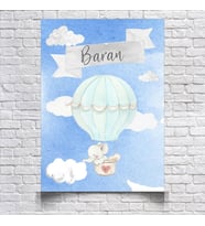 Uçan Balon ve Fil Temalı Doğum Günü Afişi