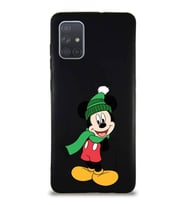 Samsung Galaxy A71 Soft Premier Kapak Mickey Mouse-G Tasarımlı Silikon Kılıf - Siyah (Şeffaf)