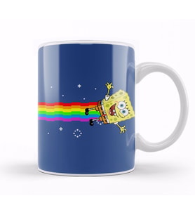 Spongebob Sqaurepants Nyan Cat Meme Kupa Bardak Porselen