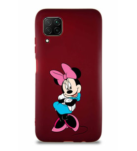 Huawei P40 Lite Soft Premier Kapak Minnie Mouse-D Tasarımlı Silikon Kılıf - Mürdüm (Şeffaf)