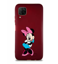 Huawei P40 Lite Soft Premier Kapak Minnie Mouse-D Tasarımlı Silikon Kılıf - Mürdüm (Şeffaf)