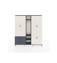 Arges Dolap 14 Raflı 4 Çekmeceli Tek Askılı 220x30x243 Antrasit-Aytaşı/Antrasit