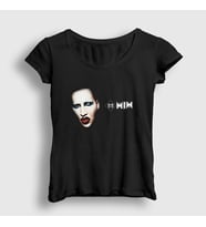 Presmono Kadın Siyah MM Marilyn Manson T-Shirt 38730tt