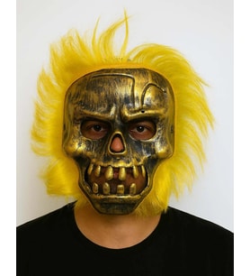 Wild Skull - Bakır Kafatası Sarı Saçlı İskelet Maske