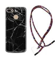 General Mobile GM8 Go GM9 GM20 Pro Plus Kılıf Boyun Asklı Rasta Silikon Fragile Black Mermer 1378