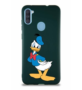 Samsung Galaxy A11 Soft Premier Kapak Donald Duck-D Tasarımlı Silikon Kılıf - Yeşil (Şeffaf)