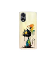 Oppo Reno A38 ile Uyumlu Splash Kedi Tasarımlı Şeffaf Silikon Kılıf