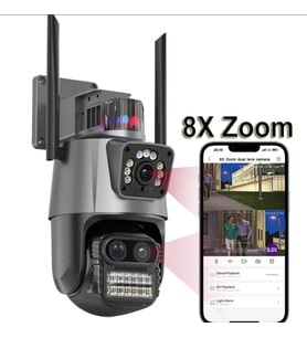 IP66 Su Geçirmez 9MP Çift Lensli 8X Zomlu Wifi PTZ Pollis Çakarlı Güvenlik Kamerası