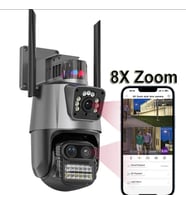 IP66 Su Geçirmez 9MP Çift Lensli 8X Zomlu Wifi PTZ Pollis Çakarlı Güvenlik Kamerası