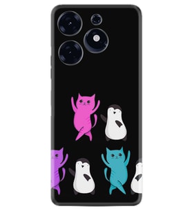 Tecno Spark 10 Pro Kılıf Resimli Desenli Silikon Platinium Series Cat Dance 1824