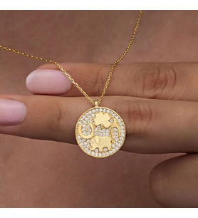 Gold Fil Motifli Şans 925 Ayar Gümüş Kadın Kolye