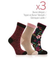 Miorre 3lü Bayan Soket Çorabı (Çok Renkli-Multı)