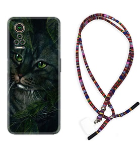 General Mobile GM 21 Pro GM 22 Pro Plus Kılıf Boyun Asklı Rasta Silikon Flowers Cat 1345