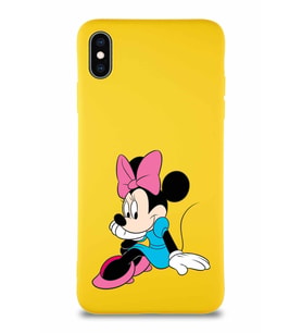 Apple iPhone XS Max Soft Premier Kapak Minnie Mouse-E Tasarımlı Silikon Kılıf - Sarı (Şeffaf)