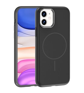 Apple iPhone 11 Uyumlu Kılıf M-Safe Şarj Özellikli Metal Kamera Çerçeveli Zore Edi Silikon Kapak (Siyah)