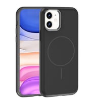 Apple iPhone 11 Uyumlu Kılıf M-Safe Şarj Özellikli Metal Kamera Çerçeveli Zore Edi Silikon Kapak (Siyah)