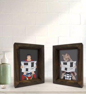 Bk Gift Banyo Dekoratif 2'li Doğal Masif Ahşap Çerçeve 15x20cm-25 (Beyaz)
