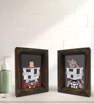 Bk Gift Banyo Dekoratif 2'li Doğal Masif Ahşap Çerçeve 15x20cm-25 (Beyaz)