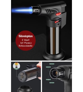 2 Adet Pürmüz Doldurulabilir Çakmak 1300°C Torch Depolu Orta Boy Pürmüz