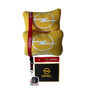 Opel Uyumlu Nakışlı Sarı Araç Oto Polar Ortopedik Seyahat Boyun Yastık / Oto Aksesuar