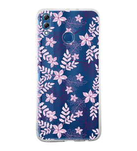Huawei Honor 8x Uyumlu Kapak Floral Pudra Tasarımlı Şeffaf Silikon Kılıf