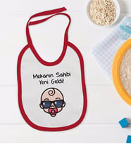 BK Kids Mekanın Sahibi Yeni Geldi Tasarımlı Kırmızı Bebek Mama Önlüğü-1