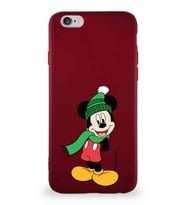 Apple iPhone 6S Soft Premier Kapak Mickey Mouse-G Tasarımlı Silikon Kılıf - Mürdüm (Şeffaf)