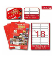 Tanex TW-2318 - 83 x 30 mm Laser Etiket 100 Adet Ücretsiz Kargo