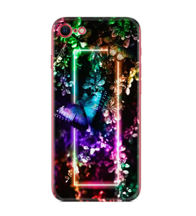 Apple iPhone 5 6 7 8 Plus Se XR Kılıf Desemli Silikon Butterfly Neon 1684