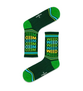 Weed Yazılı Renkli Tenis Çorabı