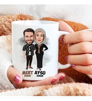 Kişiye Özel Bir Ömür Mutlu Olalım Karikatürlü Bardak