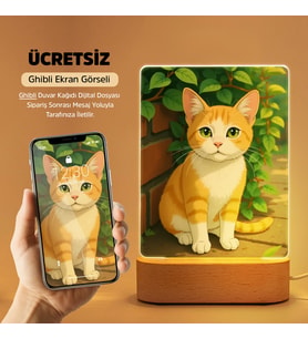 Ghibli Efekti Yapay Zeka Işıklı Gece Lambası Kişiye Özel 3D lamba (Model 2)