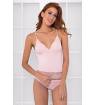 Kadın Dantelli Penye Atlet Külot Set - 325 Pudra