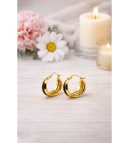 Gold Renk Çelik Üçlü Halka Küpe