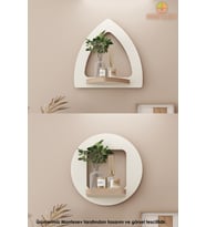 Ahşap Dekoratif Duvar Rafı 2 Li Set ( Mts-376 ) (Beyaz)