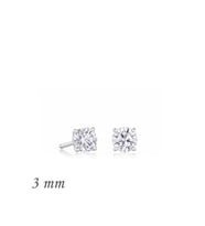 Gümüş Yuvarlak Tek Taş Zirkon Küpe - 3 mm