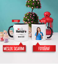 Hemşire Kupa Bardak Siyah Fotoğraflı