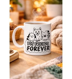 Northcity Pet Friends Forever Porselen Kupa - Kedi & Köpek Figürlü Kahve ve Çay Kupası