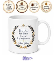 Baba Sen Bizim Gurur Kaynağımızsın Yazılı Kupa Bardak Babalar Günü Hediye