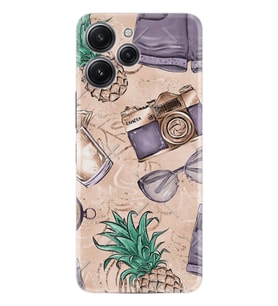 Xiaomi Redmi 12 128 GB 4 GB Ram Kılıf Desenli Silikon Ananas Camera Glass 1357