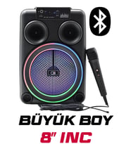 Platoon PL-8106 BT USB SD AUX 8 İNÇ Mikrofonlu Anfi Yüksek SES Taşınabilir RGB Işıklı Hoparlör